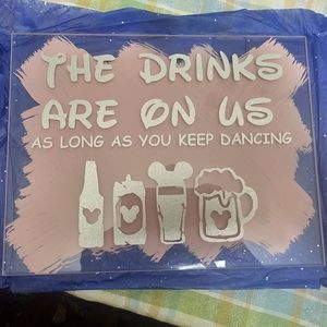 Disney Wedding Sign "The drinks are on us"